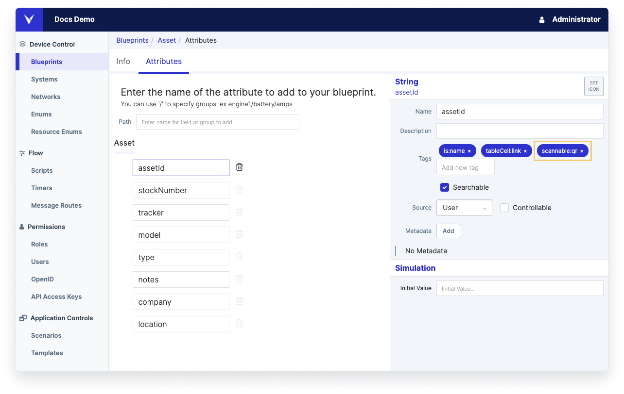 Adding the scananbleQr tag in Architect